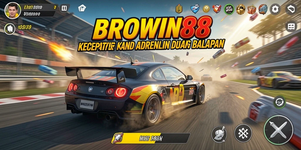 Tampilan gameplay BROWIN88 yang mendebarkan dan penuh aksi balap.
