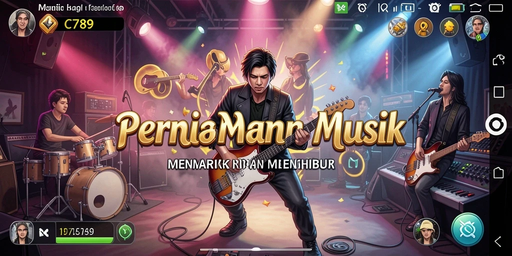 Tampilan menarik dari gameplay C789 yang penuh musik dan warna.