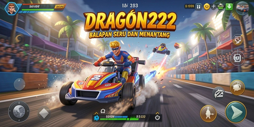 Tangkapan layar utama DRAGON222 dengan aksi balapan yang mengasyikkan.