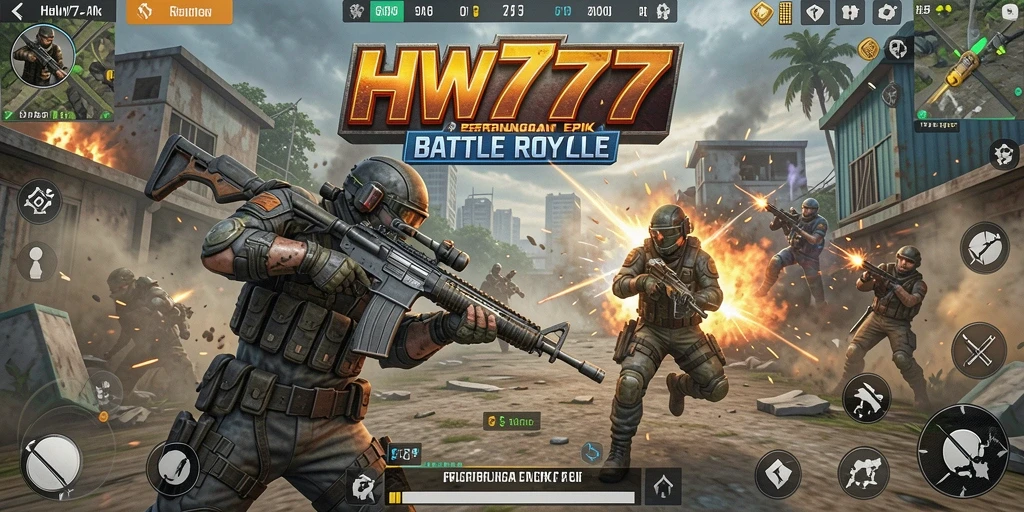 Tampilan seru dari gameplay HW777 dalam pertempuran Battle Royale.