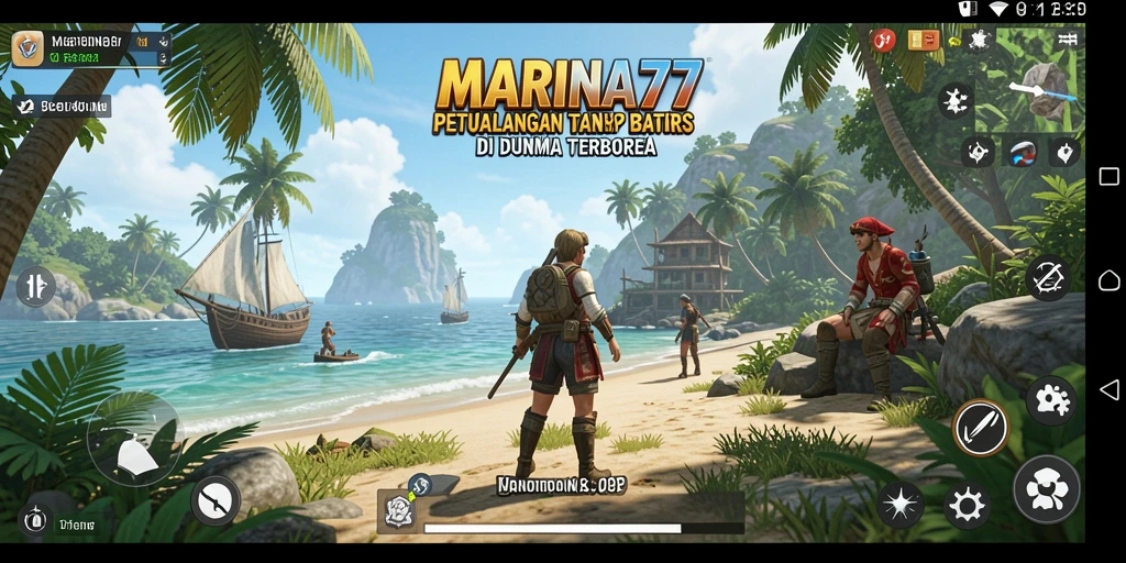 Tampilan gameplay MARINA77 yang menampilkan eksplorasi dunia terbuka.
