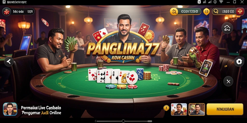 Screenshot gameplay PANGLIMA77 menampilkan suasana Live Casino yang realistis.