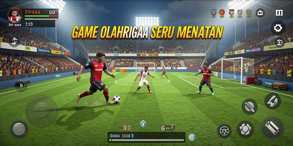 Screenshot utama PP444 menampilkan gameplay seru dalam pertandingan olahraga.