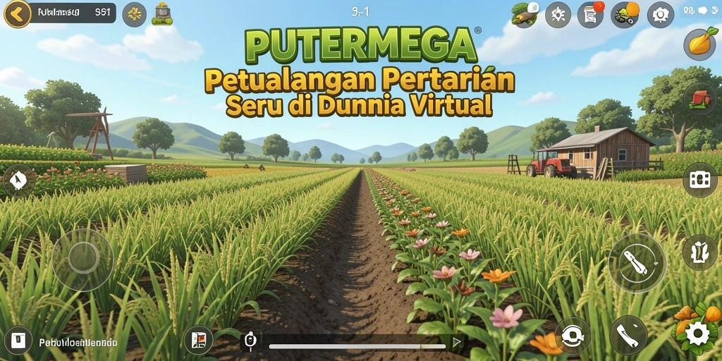 Tampilan menarik dari gameplay PUTERMEGA dengan ladang yang subur.